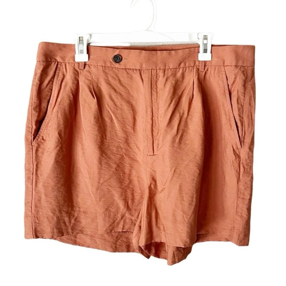 Banana Republic Shorts Women's 16 Terracotta Orange Pleated Summer Boho - Picture 2 of 10